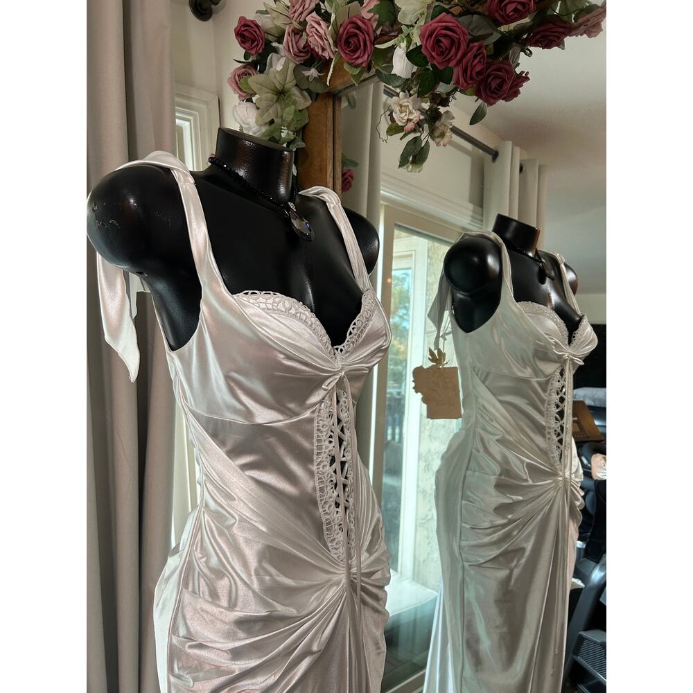 NWT LaceMade St. Phoenix Corset Dress White Satin Sz L fits M! With Birdies) - Picture 7 of 8